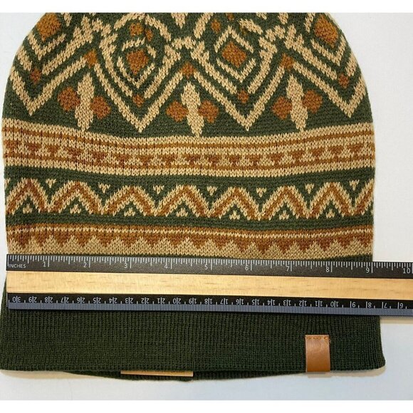 Frye & Co NWT Southwest Jacquard Beanie w/ Cuff Evergreen Rust Tan Hat-OSFM - Picture 8 of 9